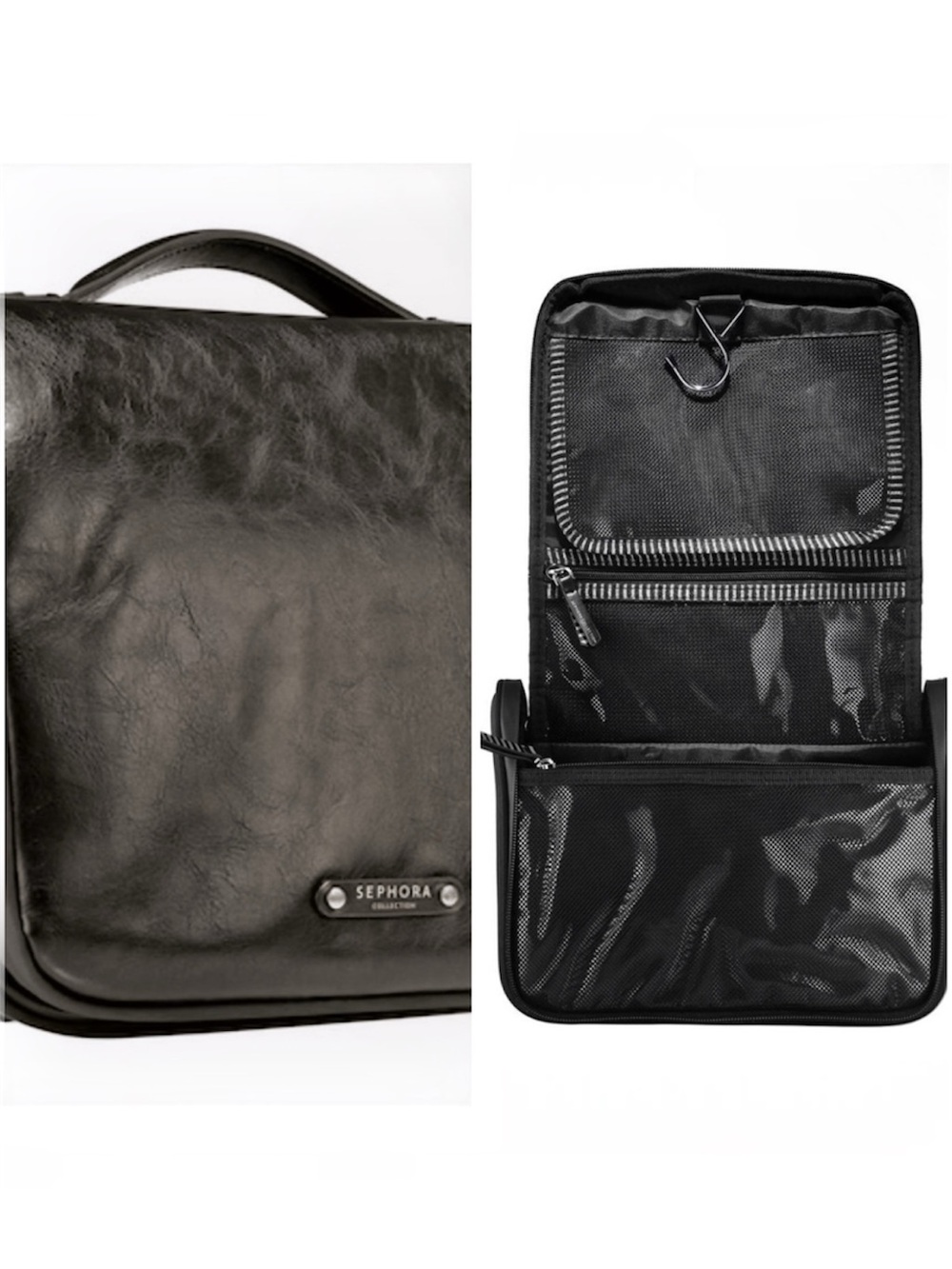 Sephora Collection Black Hanging Toiletry Bag Travel Makeup Organizer Case